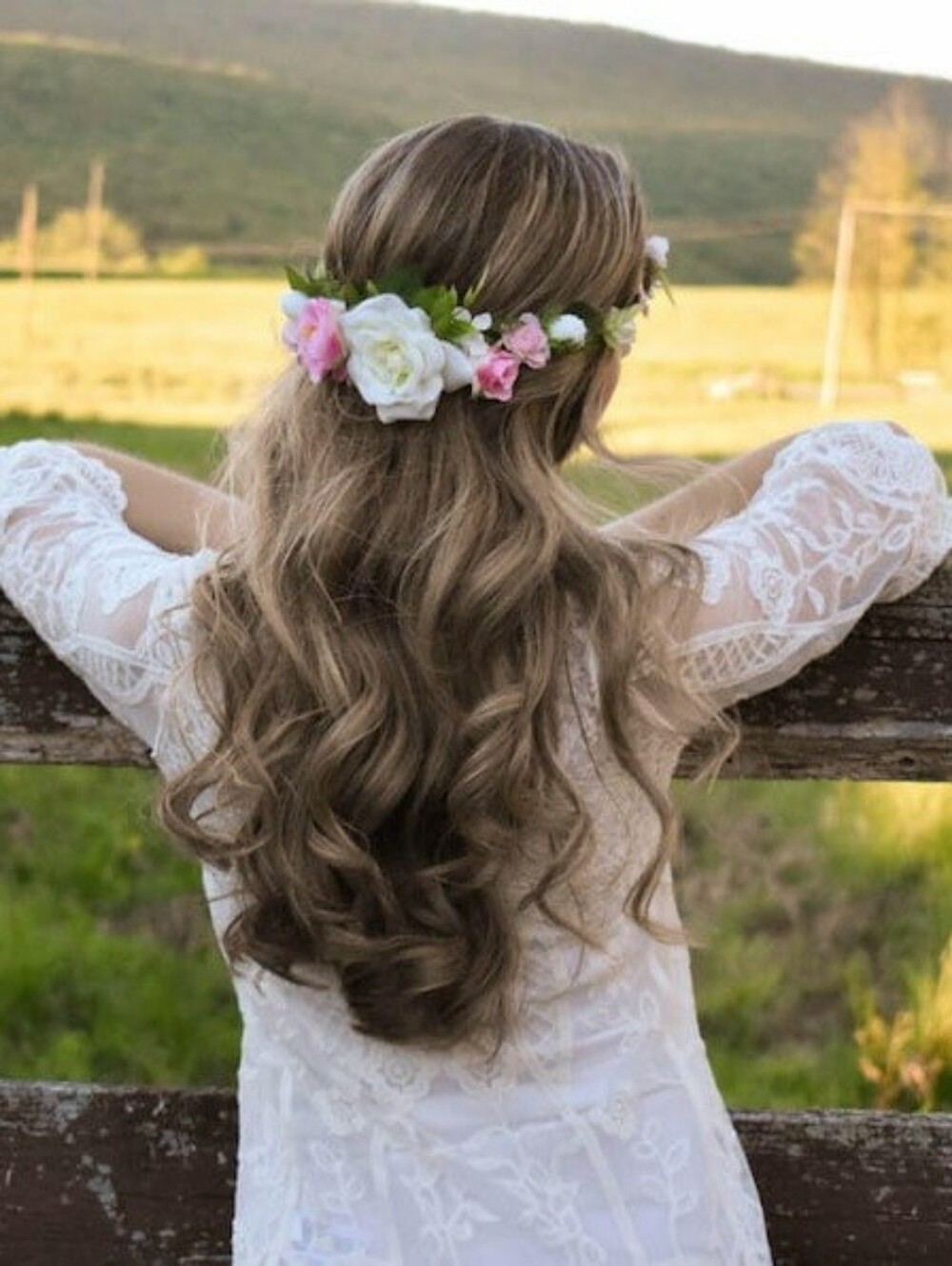 Boho floral crown flower headband wedding bridal hair accessory